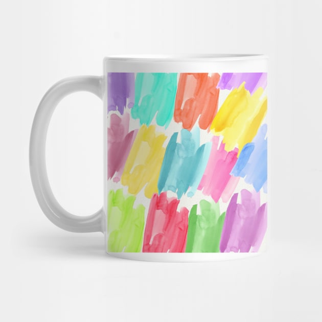 Colorful Watercolor Paint Swatches Brush Strokes Rainbow Abstract Art by anijnas